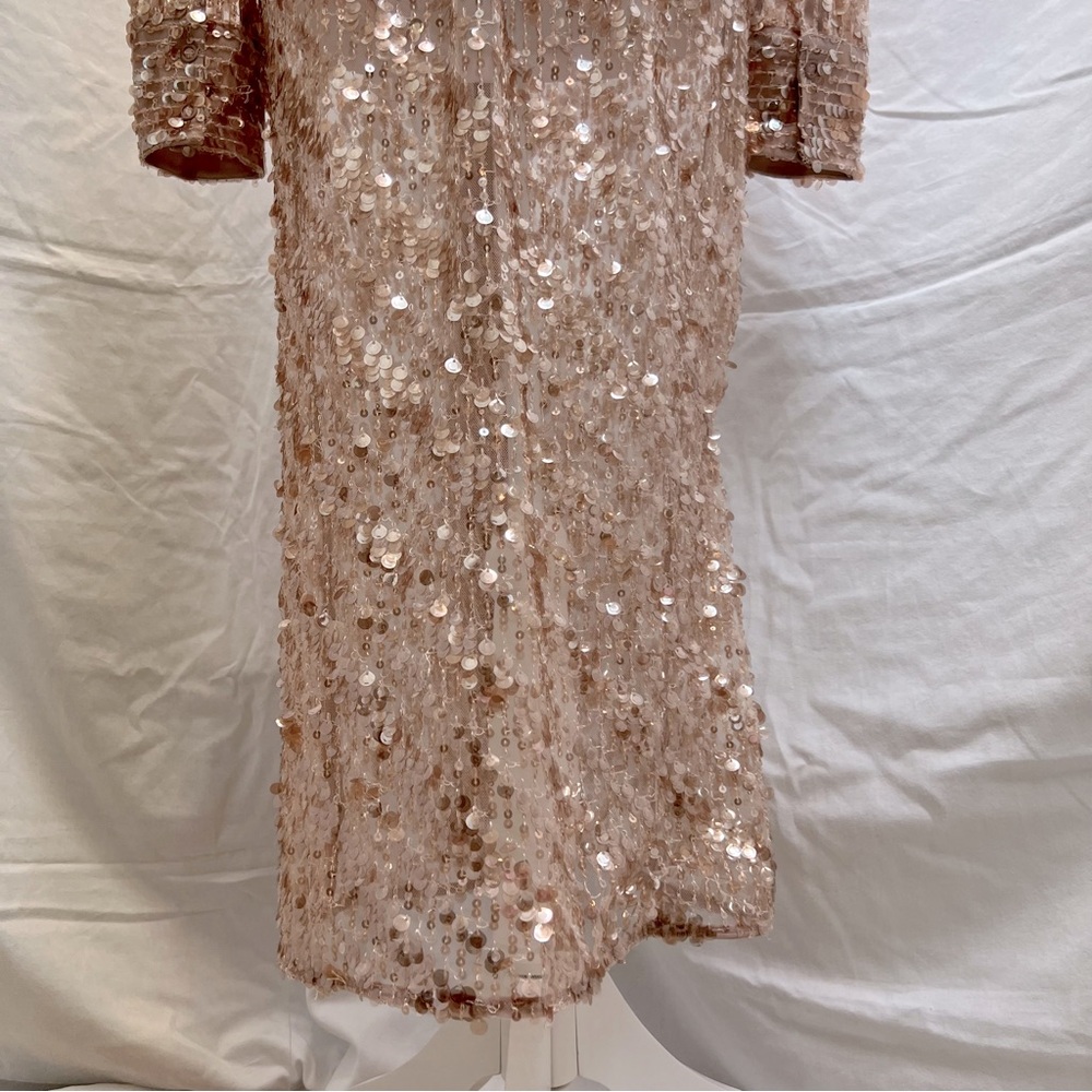 ZARA rose gold sequin collared duster with snap-up front. - Picture 8 of 15